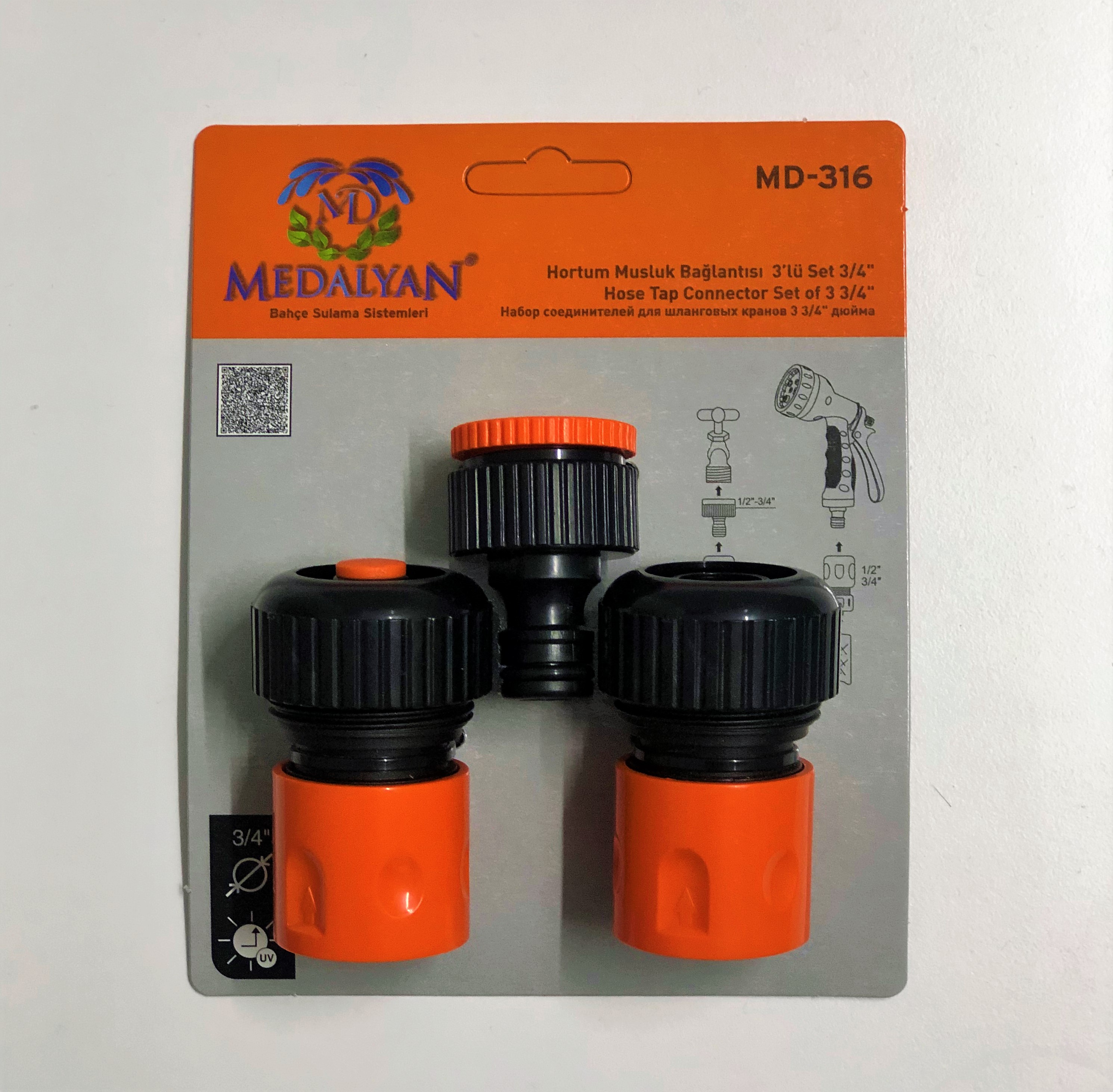 3/4 HORTUM MUSLUK BAĞLANTISI 3LÜ SET PK:24 KL:144